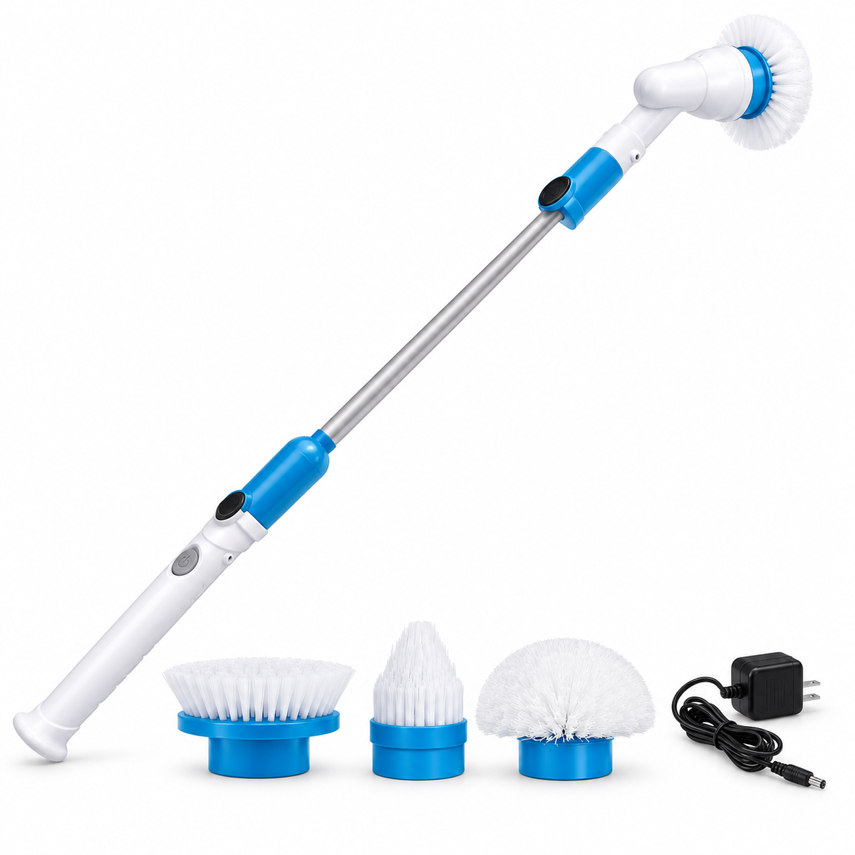 Perie electrică rotativă Hurricane Spin Scrubber, fără fir, 300 RPM, mâner extensibil și 3 capete