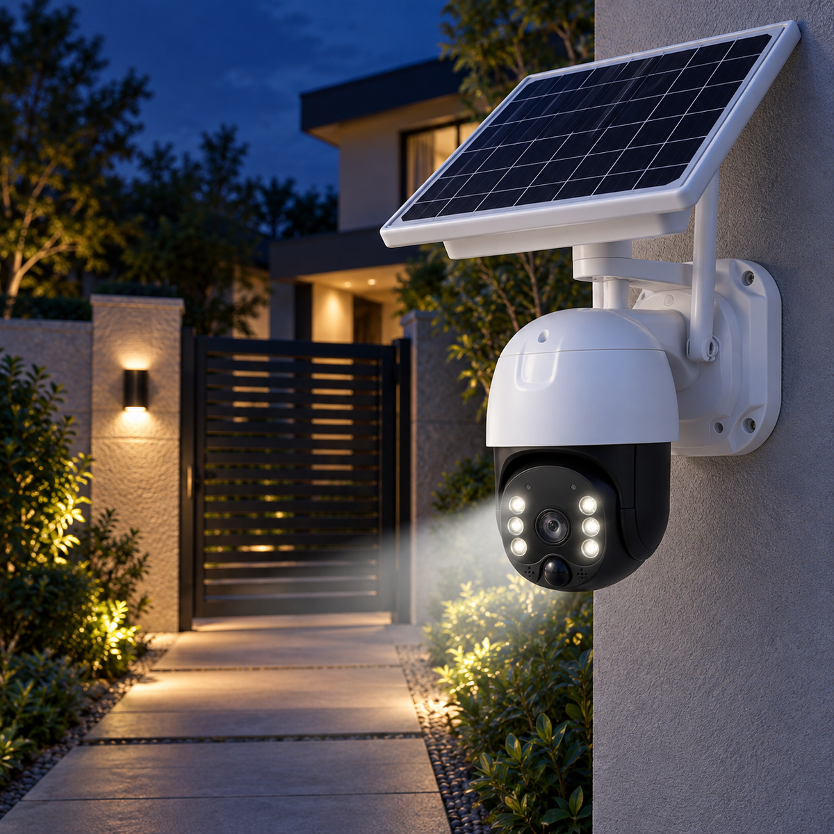 Cameră de supraveghere solară Wi-Fi, cu senzor de mișcare și vedere nocturnă