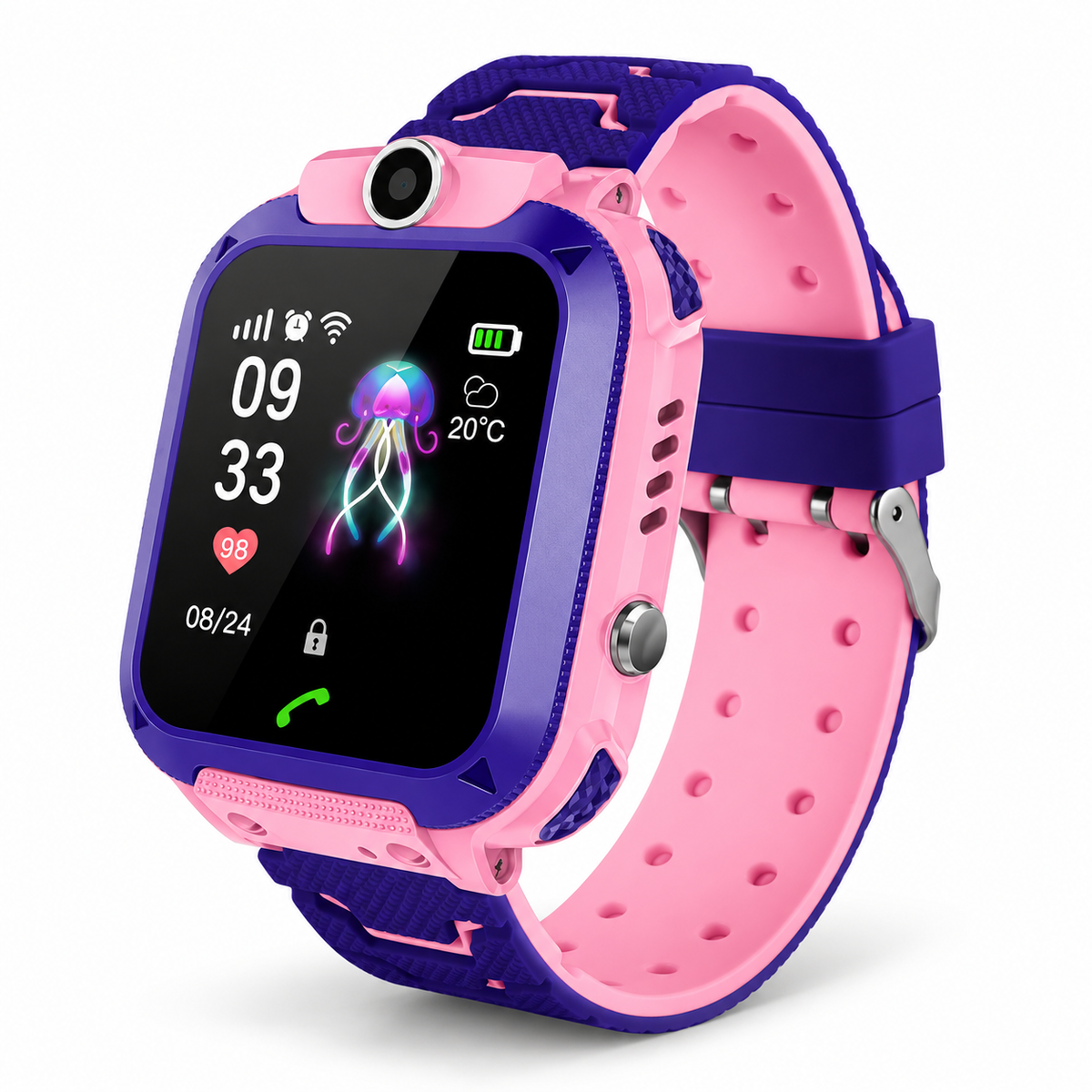 Ceas Smartwatch Q12 Roz pentru Copii cu Micro SIM, Apeluri, Cameră, SOS și Ecran Tactil