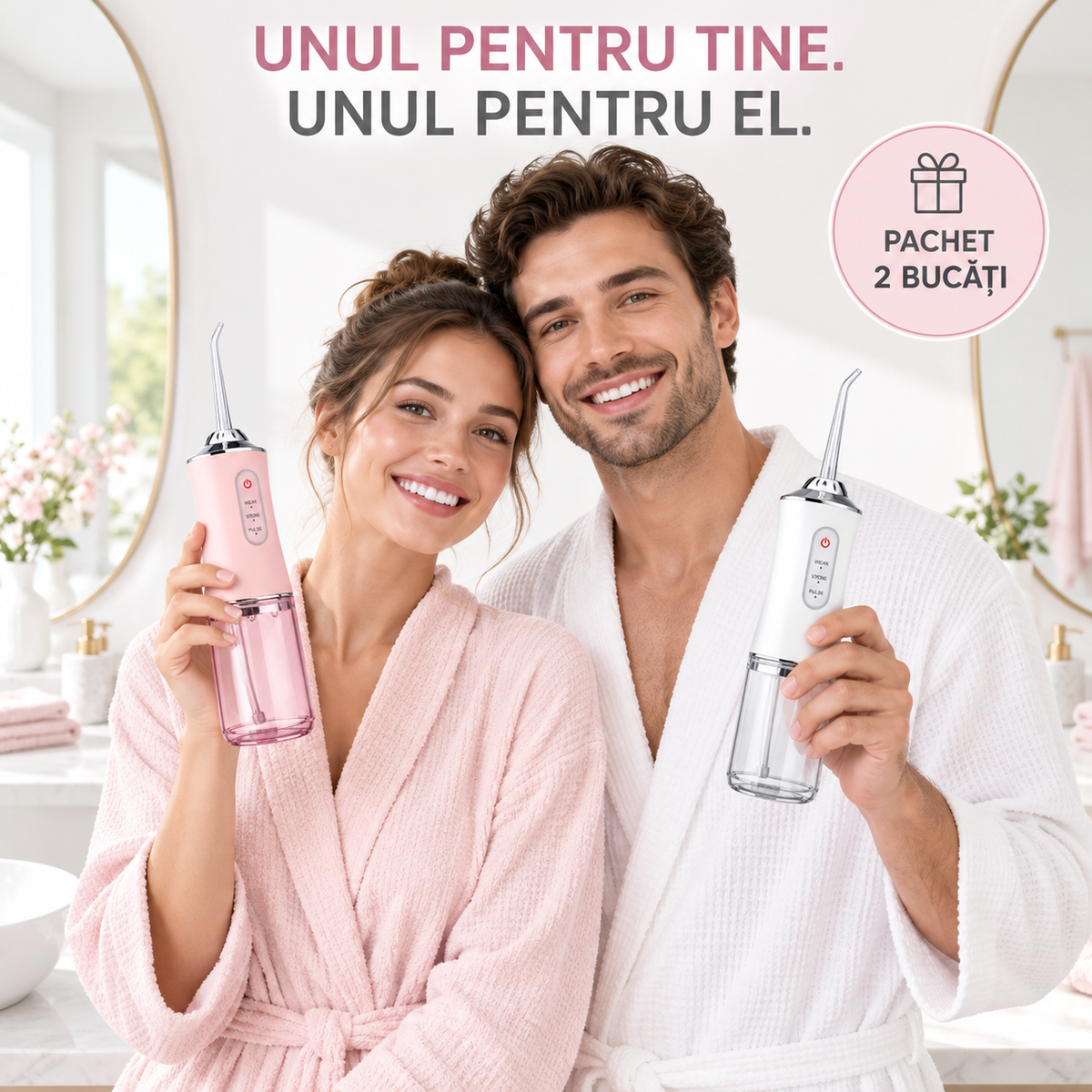Pachet 2× Irigator Oral Profesional, Rezervor 220 ml, 4 Capete/Irigator – Curățare Interdentară și Anti-Tartru