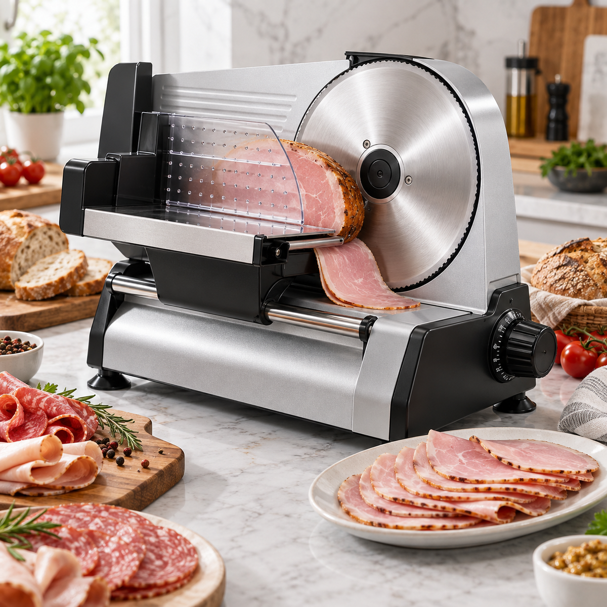Feliator Electric Profesional HALEY HY-1328, 800W, Lamă Inox 190 mm, Grosime de Tăiere Reglabilă