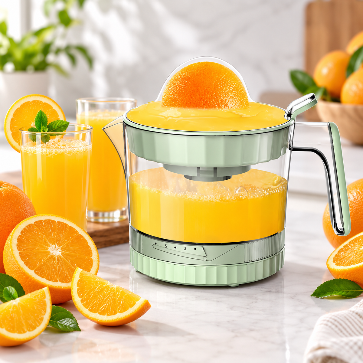 Storcător Electric de Citrice HALEY HY-2948, 40W, 400 ml, 5 Viteze, Rotație Bidirecțională, Pornire Automată