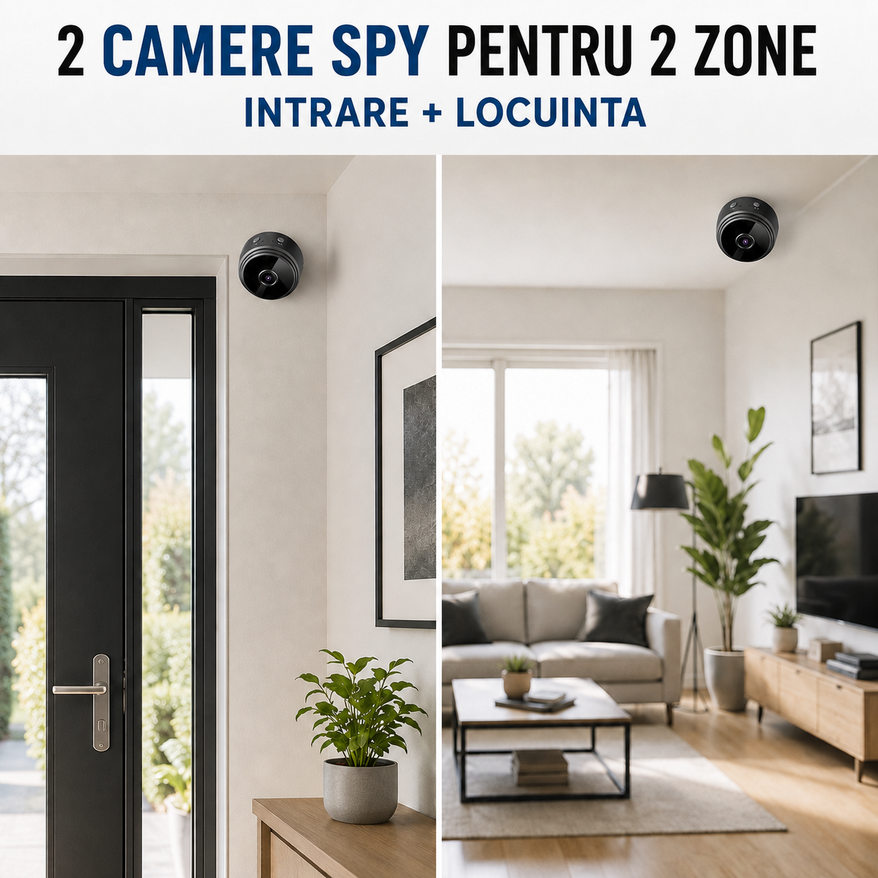 Pachet 2 Camere de Supraveghere Wireless 5MP – Vedere Nocturnă, Senzor de Mișcare și Monitorizare pe Telefon