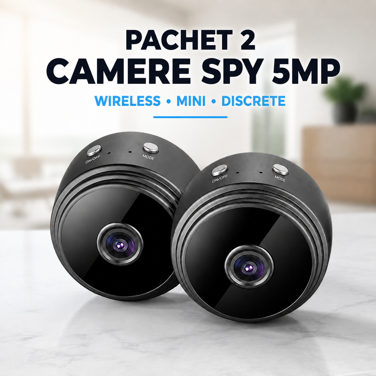 Pachet 2 Camere de Supraveghere Wireless 5MP – Vedere Nocturnă, Senzor de Mișcare și Monitorizare pe Telefon