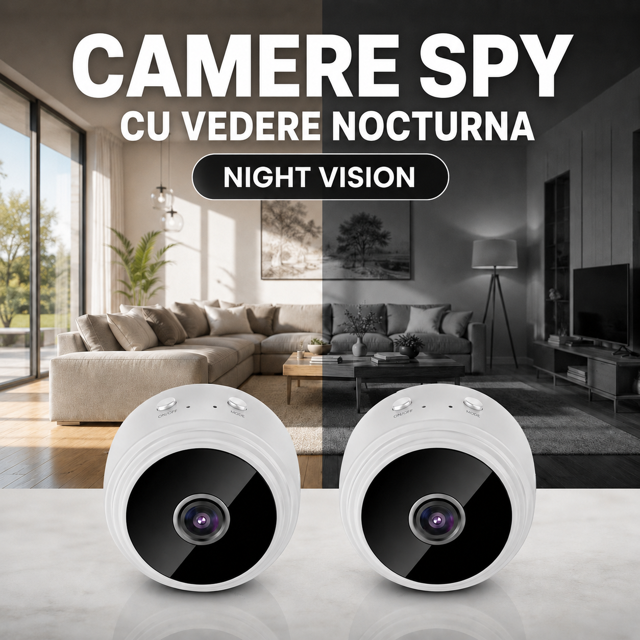 Pachet 2 Camere de Supraveghere Wireless 5MP – Vedere Nocturnă, Senzor de Mișcare și Monitorizare pe Telefon