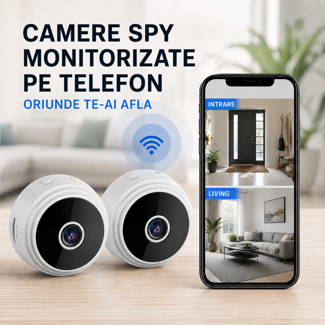Pachet 2 Camere de Supraveghere Wireless 5MP – Vedere Nocturnă, Senzor de Mișcare și Monitorizare pe Telefon