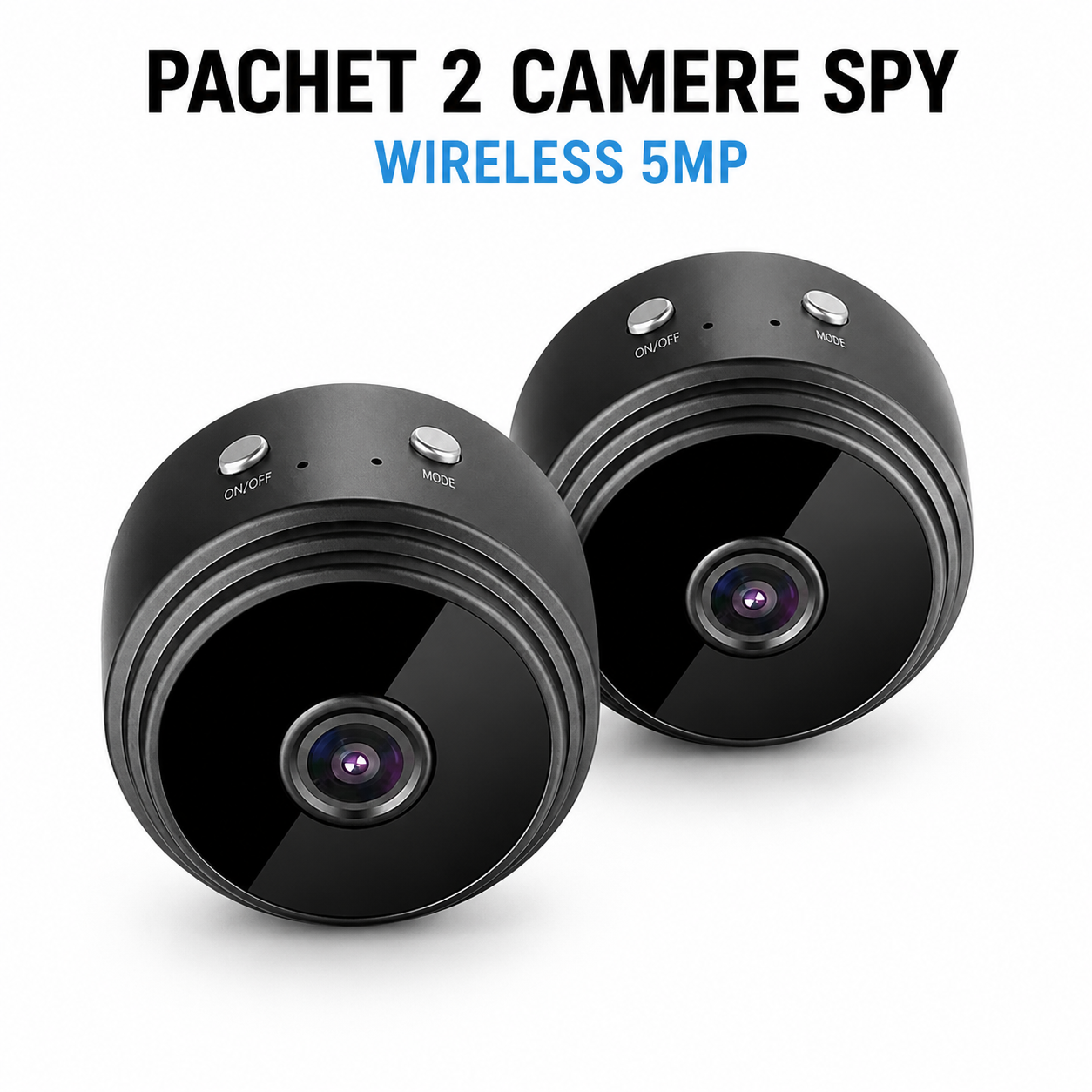 Pachet 2 Camere de Supraveghere Wireless 5MP – Vedere Nocturnă, Senzor de Mișcare și Monitorizare pe Telefon