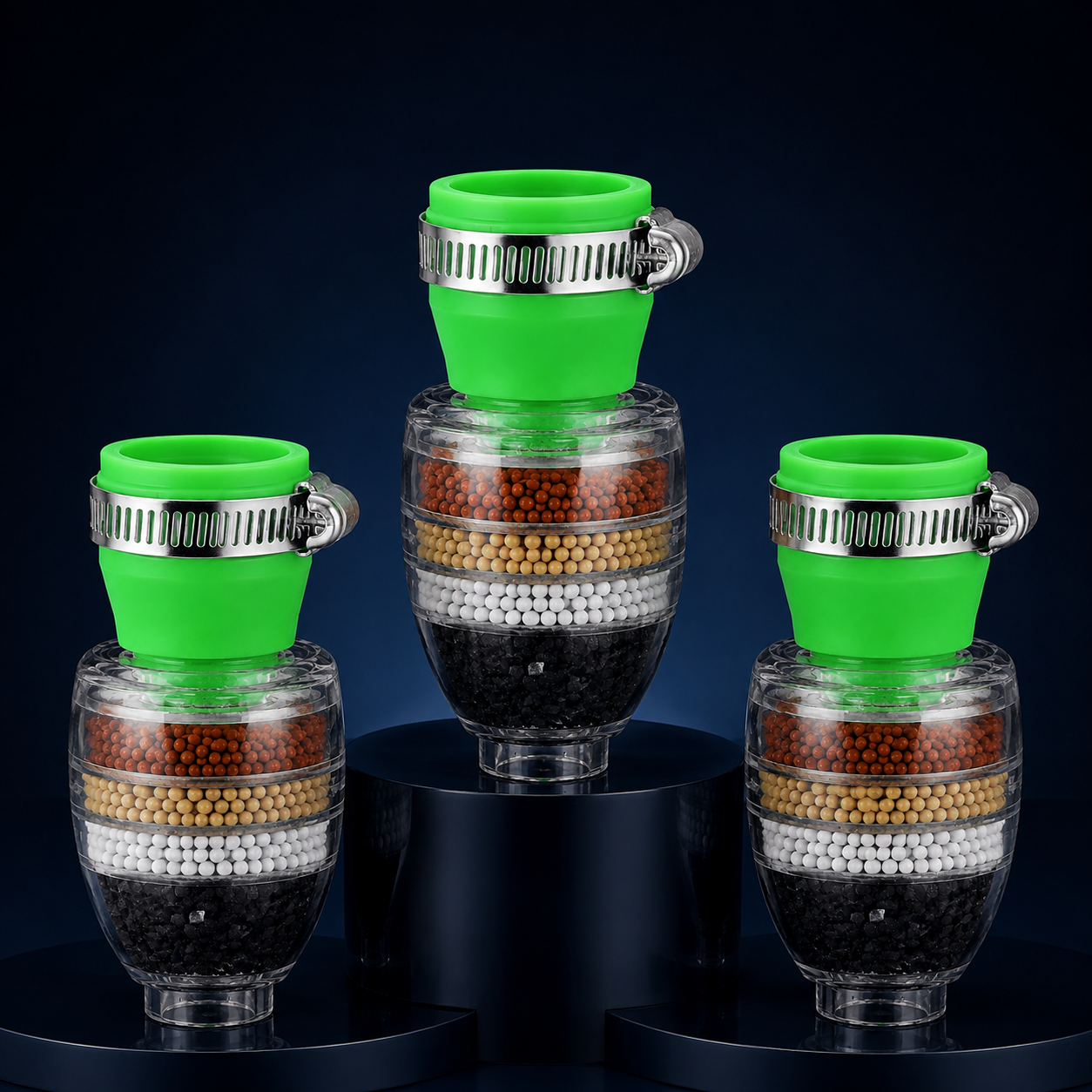 Pachet 3 Filtre de Apă pentru Robinet, Filtrare în 5 Straturi, Montaj Rapid, Compatibile 16–23 mm