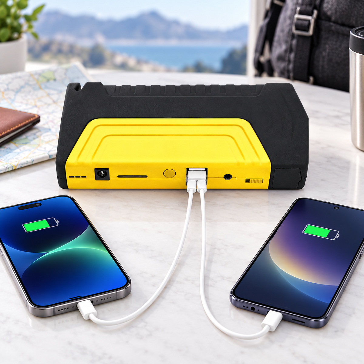 Jump Starter Auto 12V, 68800mAh, 600A – Powerbank cu 2 Porturi USB și Lanternă LED