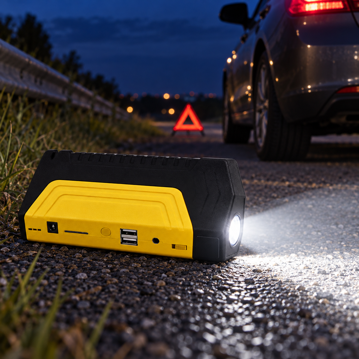 Jump Starter Auto 12V, 68800mAh, 600A – Powerbank cu 2 Porturi USB și Lanternă LED