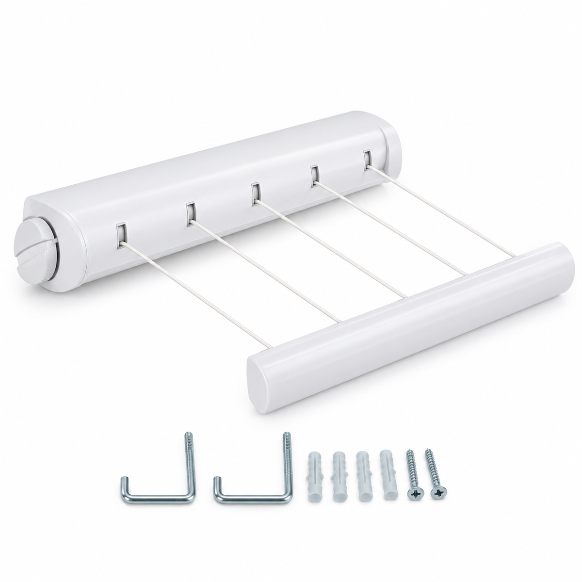 Uscător de Rufe Retractabil pentru Perete, 4 Funii × 3,2 m, Kit de Montaj Inclus, Alb