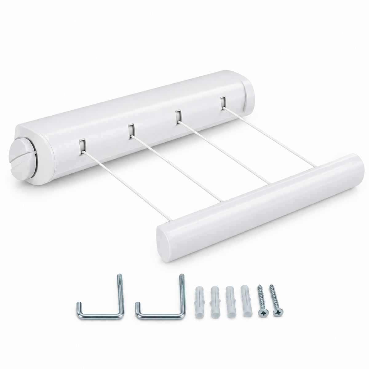 Uscător de Rufe Retractabil pentru Perete, 4 Funii × 3,2 m, Kit de Montaj Inclus, Alb