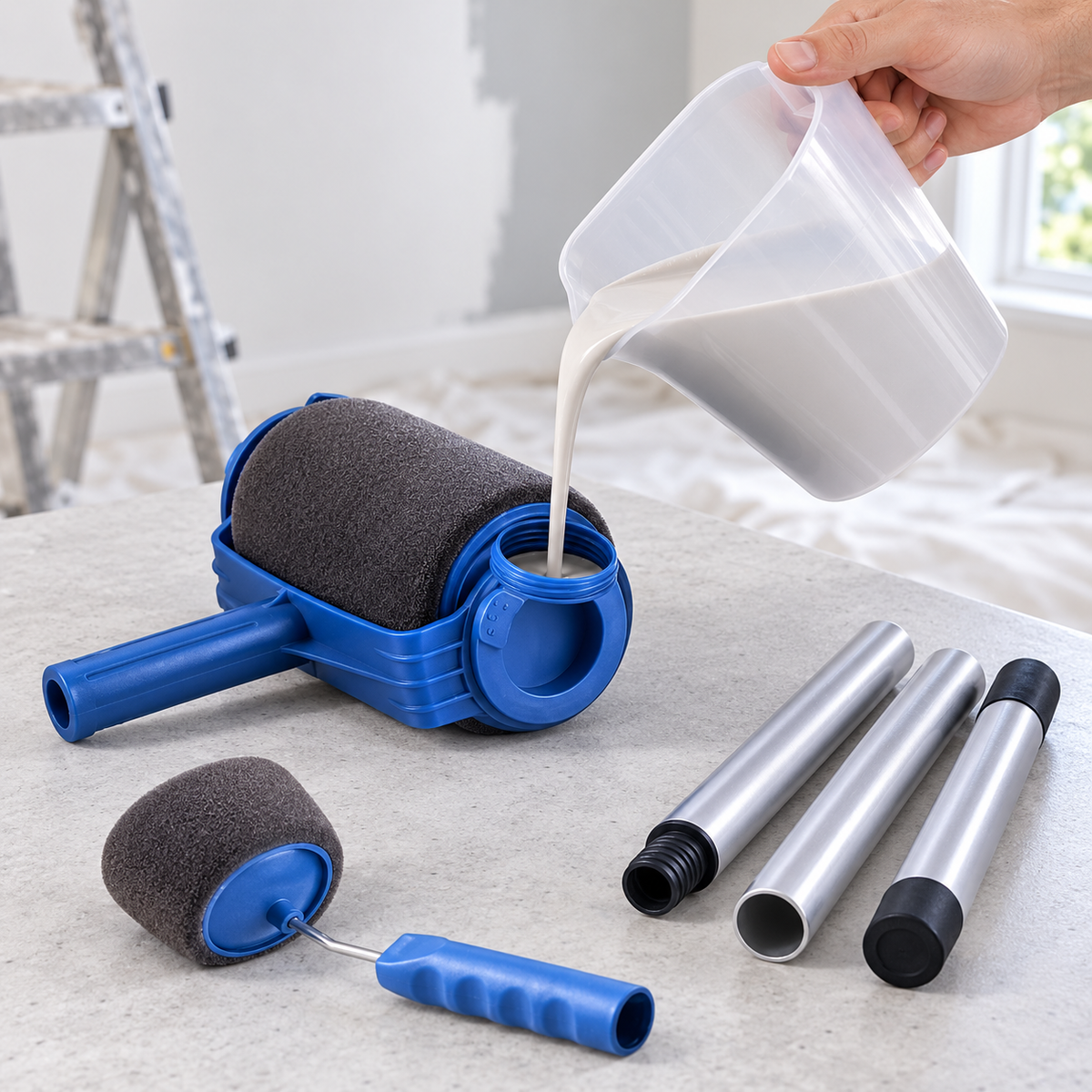 Set Trafalet cu Rezervor de 700 ml, Mâner Extensibil de 73 cm și Accesoriu pentru Margini