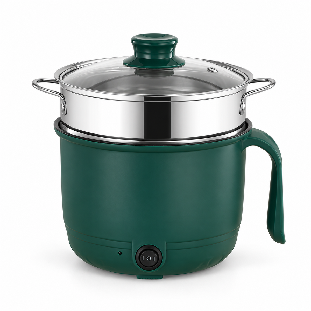 Oală Electrică Multifuncțională 1,8L, 500W, Vas Antiaderent și Accesoriu pentru Gătire la Abur, Verde
