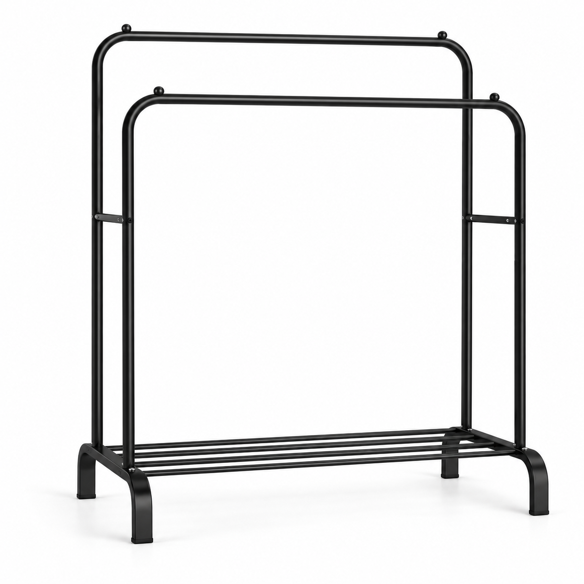 Suport Dublu pentru Umerașe, Structură Metalică, Capacitate 35 kg, 165 × 117 cm, Negru