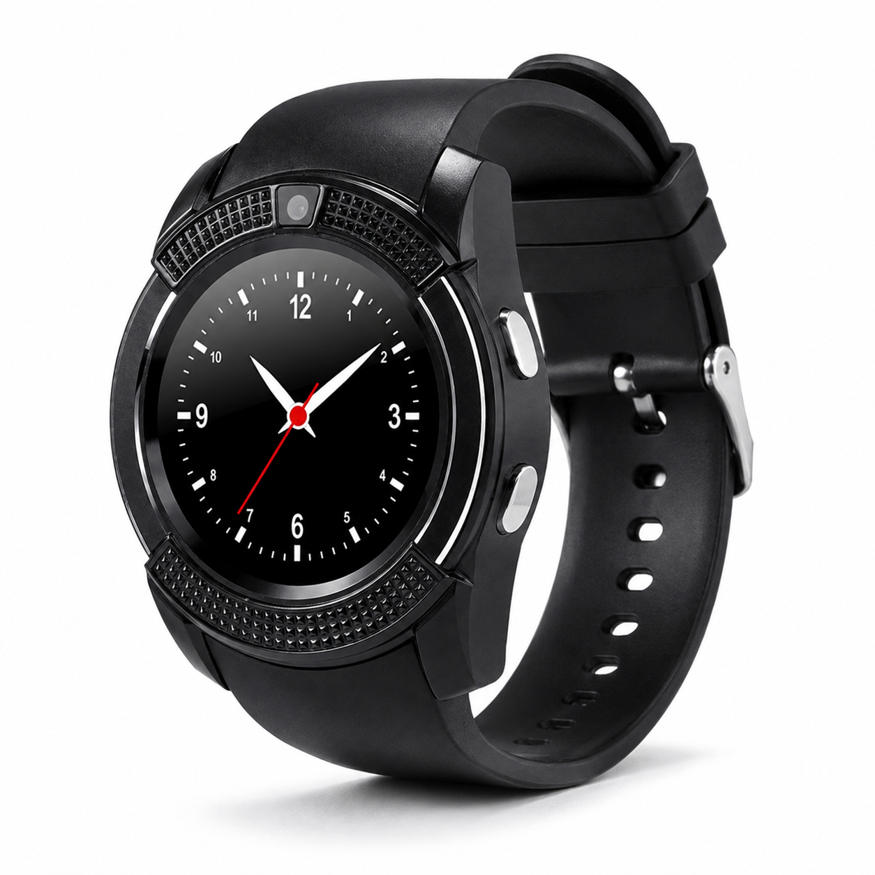 Smartwatch V8 Negru cu Apeluri, Mesaje, Notificări, Bluetooth și Cameră Foto – Ecran Tactil
