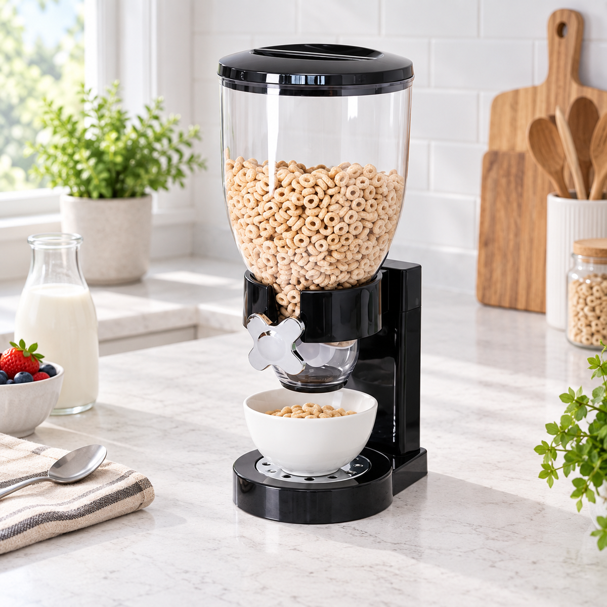Dispenser pentru cereale 2 L – plastic transparent cu dozator
