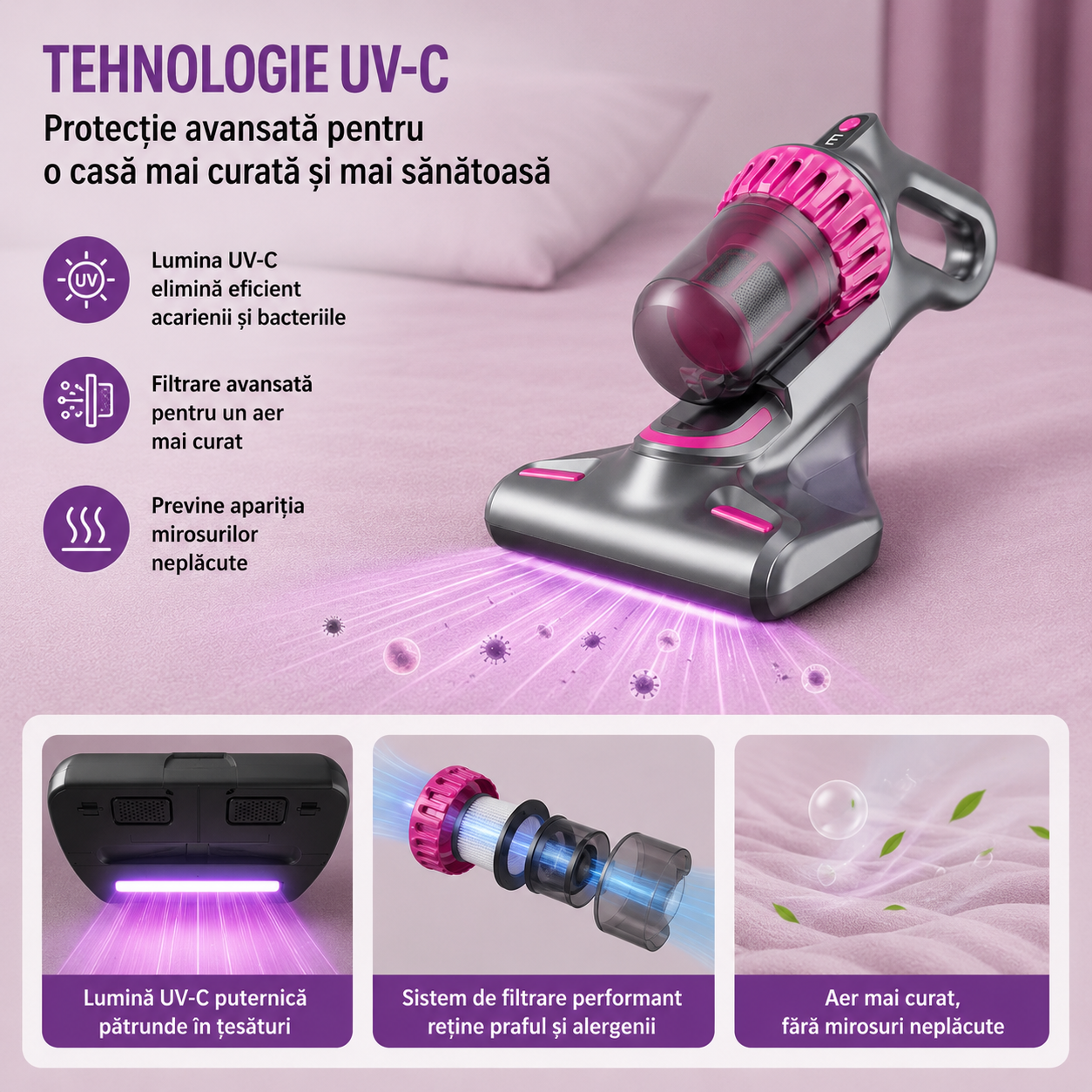 Aspirator Vertical, fără Fir,  fara sac 21,6V – Rezervor 0,54L, Ușor și Puternic