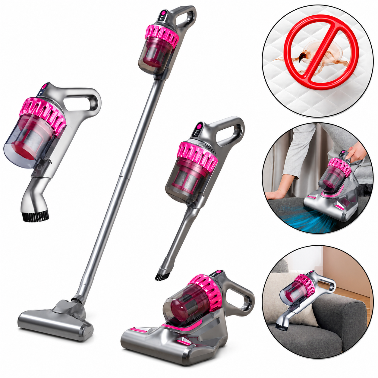 Aspirator Vertical, fără Fir,  fara sac 21,6V – Rezervor 0,54L, Ușor și Puternic
