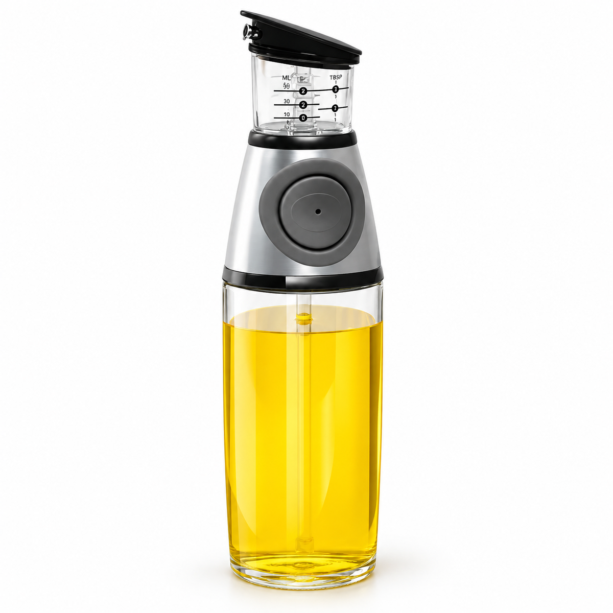 Dispenser din sticlă pentru ulei și oțet, 500 ml, cu dozator gradat