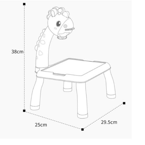 Masuta desen copii cu proiector Giraffe, galbena, 3 ani+
