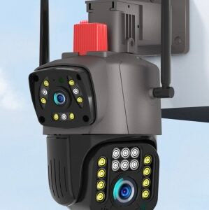 Camera supraveghere duala cu lentila dubla, viziune nocturna si alarma inteligenta