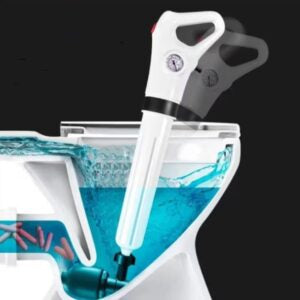 Pompa aer comprimat pentru desfundat scurgeri, toalete si chiuvete, cu manometru si 4 capete incluse