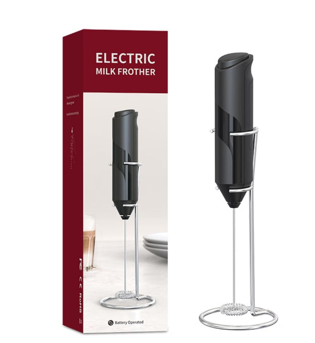 Mixer electric pentru spumare lapte, baterie, negru, pentru bauturi calde