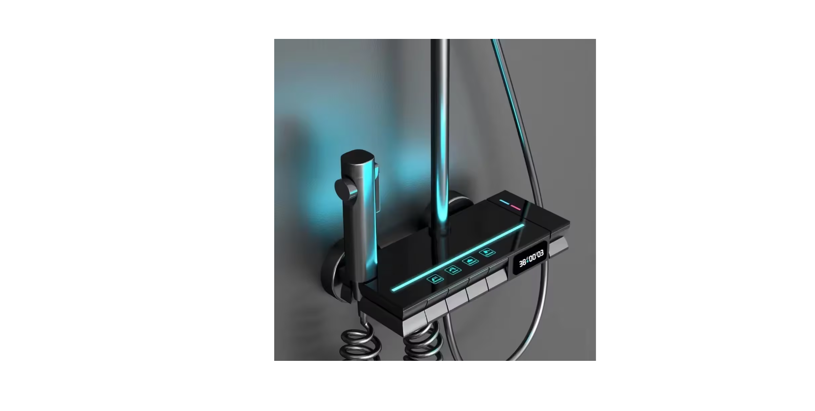 Duș cu termostat, afișaj LED, jeturi variabile și robinet ascuns