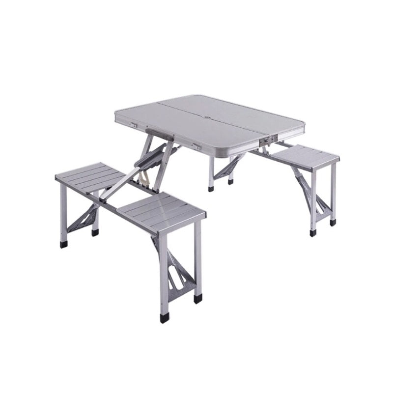 Masa pliabilă pentru picnic cu 4 scaune, cadru aluminiu, compactă și portabilă