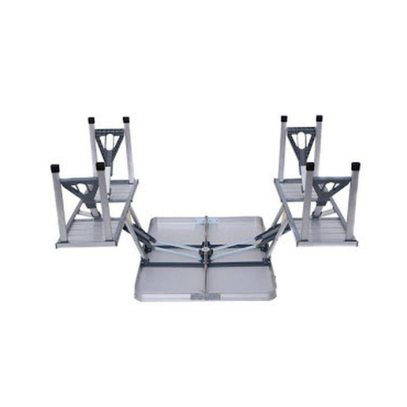 Masa pliabilă pentru picnic cu 4 scaune, cadru aluminiu, compactă și portabilă