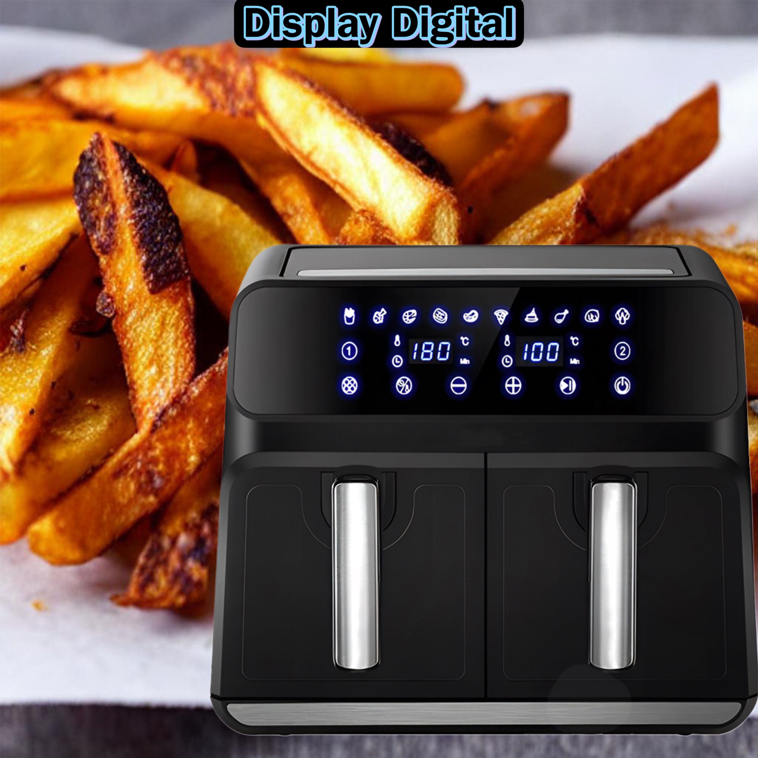 Friteuză dublă cu aer cald 8L – gătit sănătos și crocant