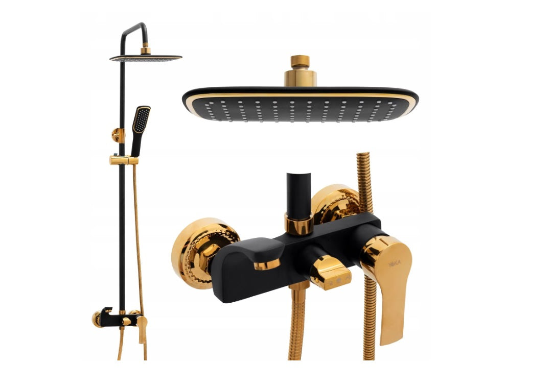 Set coloana de dus cu baterie cada/dus din alamă – design modern și elegant