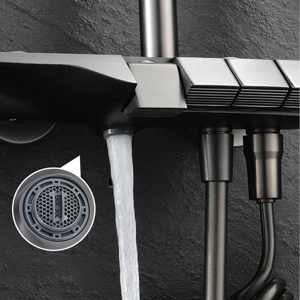 Coloana de dus modernă cu dus de ploaie, dus de mână și duze masaj