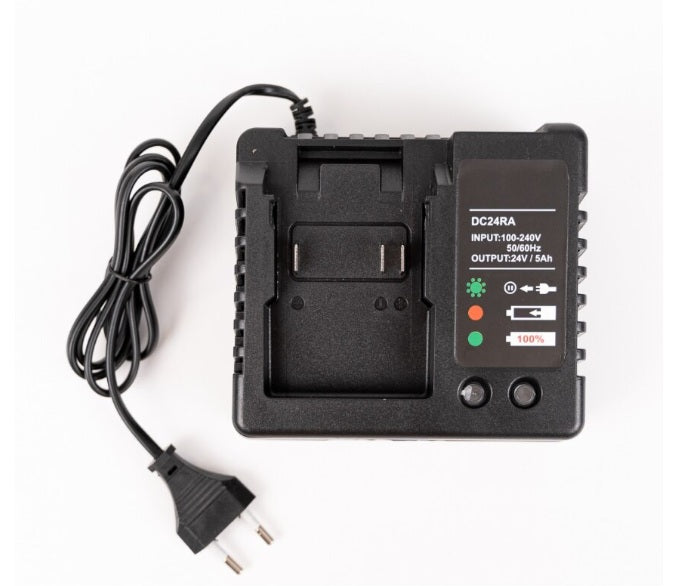 Polizor Unghiular (Flex) 48V 5Ah cu 2 Acumulatori, Încărcător, Mâner și Cheie, Albastru