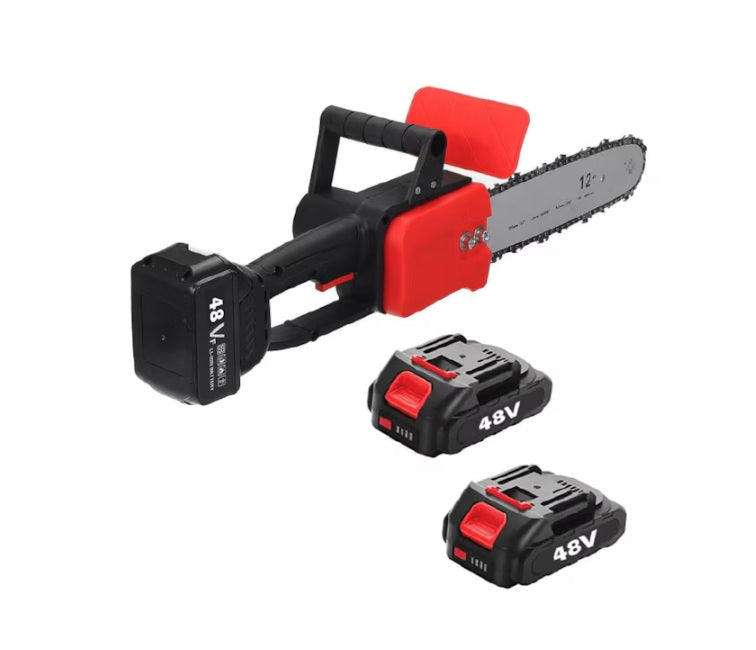 Drujbă electrică 12″ cu 1 acumulator 48 V, 1200 W — fără fir, motor 4800 rpm