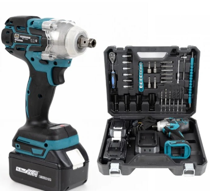 Mașină de Impact și Înșurubat 48V, 2 Acumulatori Li-Ion, 43 Accesorii, 280Nm