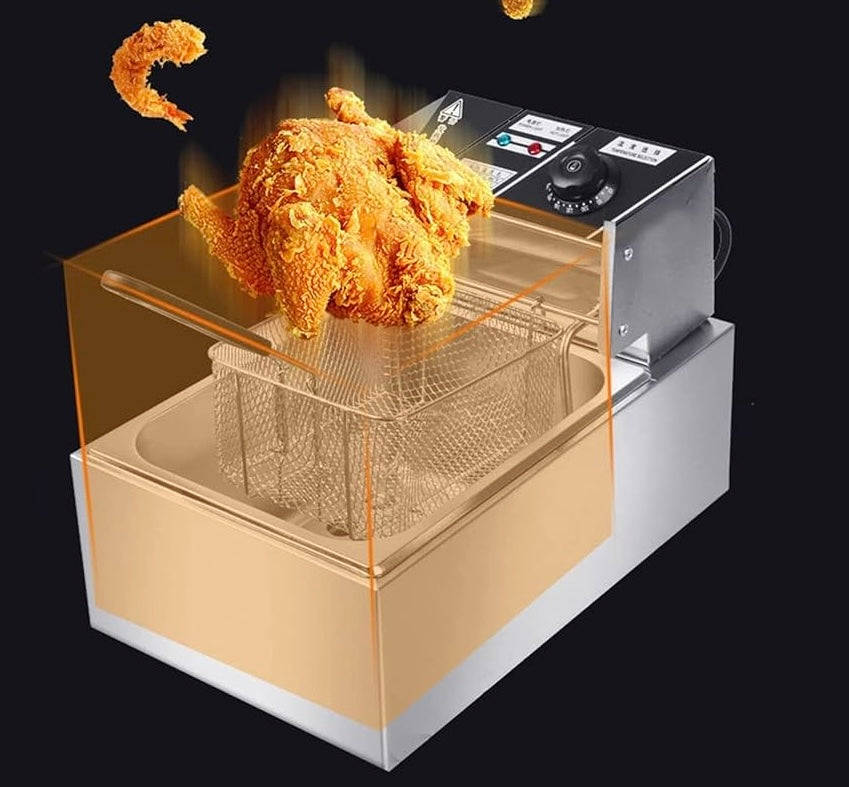 Friteuză Electrică Profesională 6L, 2500W, Inox – Cu Termostat Reglabil