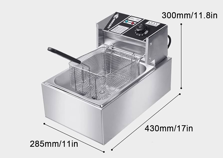 Friteuză Electrică Profesională 6L, 2500W, Inox – Cu Termostat Reglabil