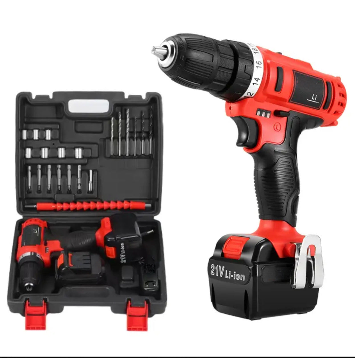 Set Mașină de Găurit 21V cu 42 Accesorii – Puternică și Portabilă