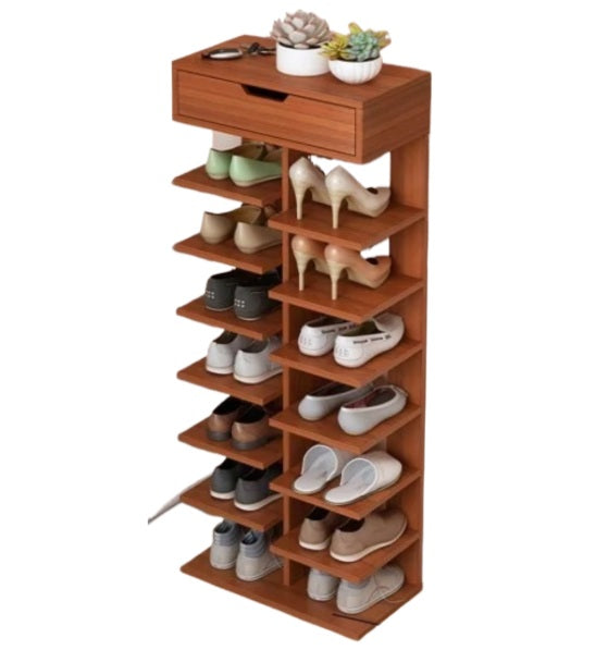 Pantofar Dublu Spațios cu 7 Etaje – Culoare Maro