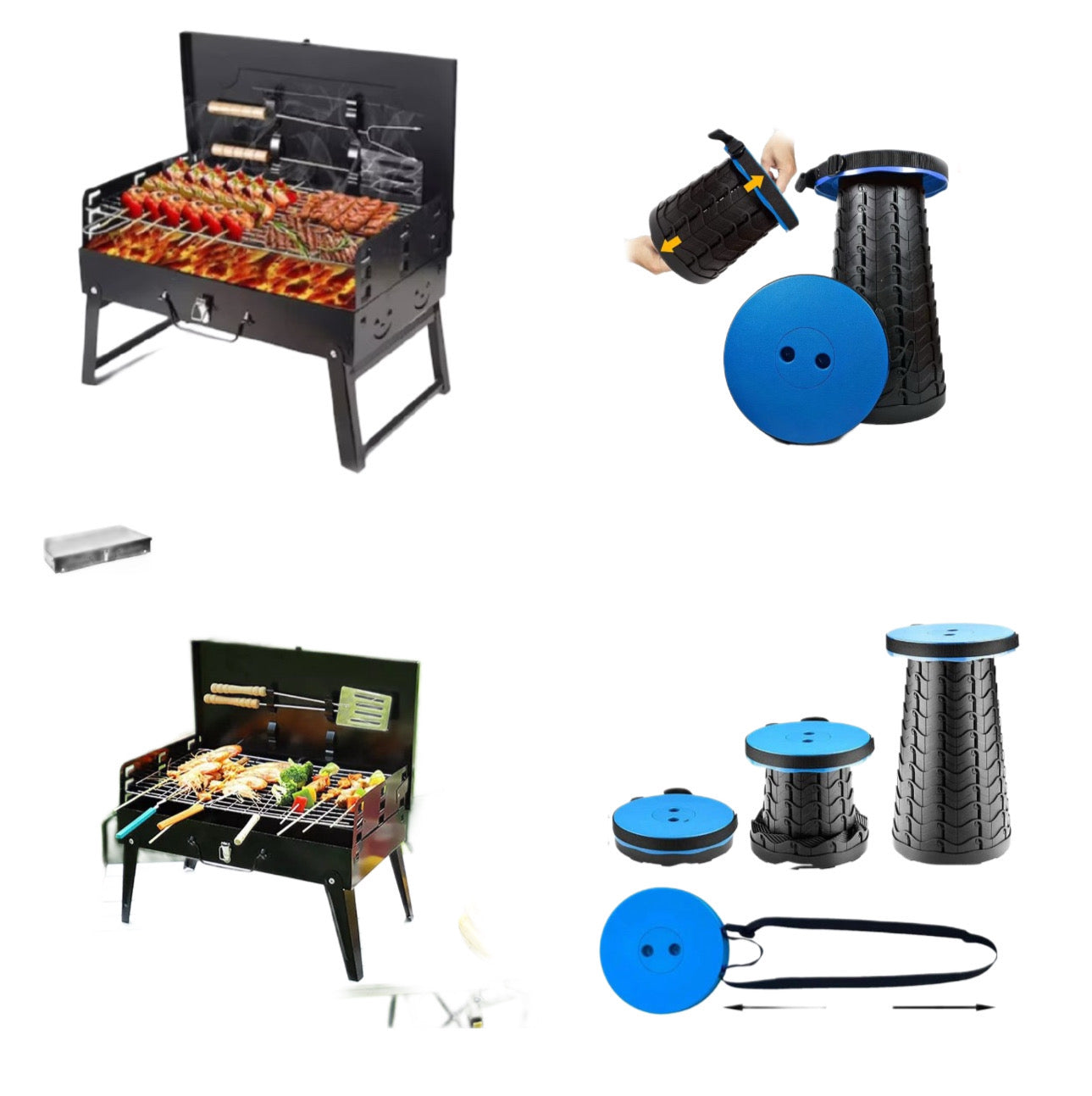 Pachet Promo: Grătar Portabil Tip Servietă + Scaun Telescopic – Ușor și Durabil