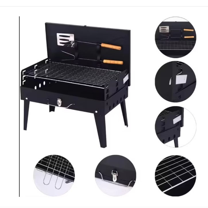 Pachet Promo: Grătar Portabil Tip Servietă + Scaun Telescopic – Ușor și Durabil