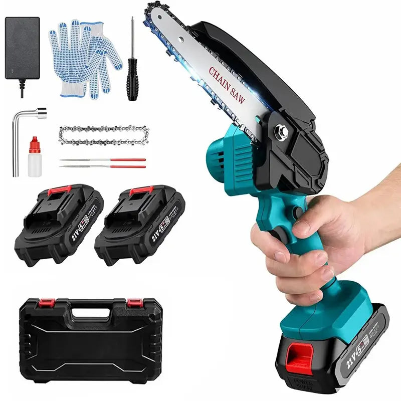 Drujbă cu 2 acumulatori 48V, lamă 8 inch, fără fir, portabilă