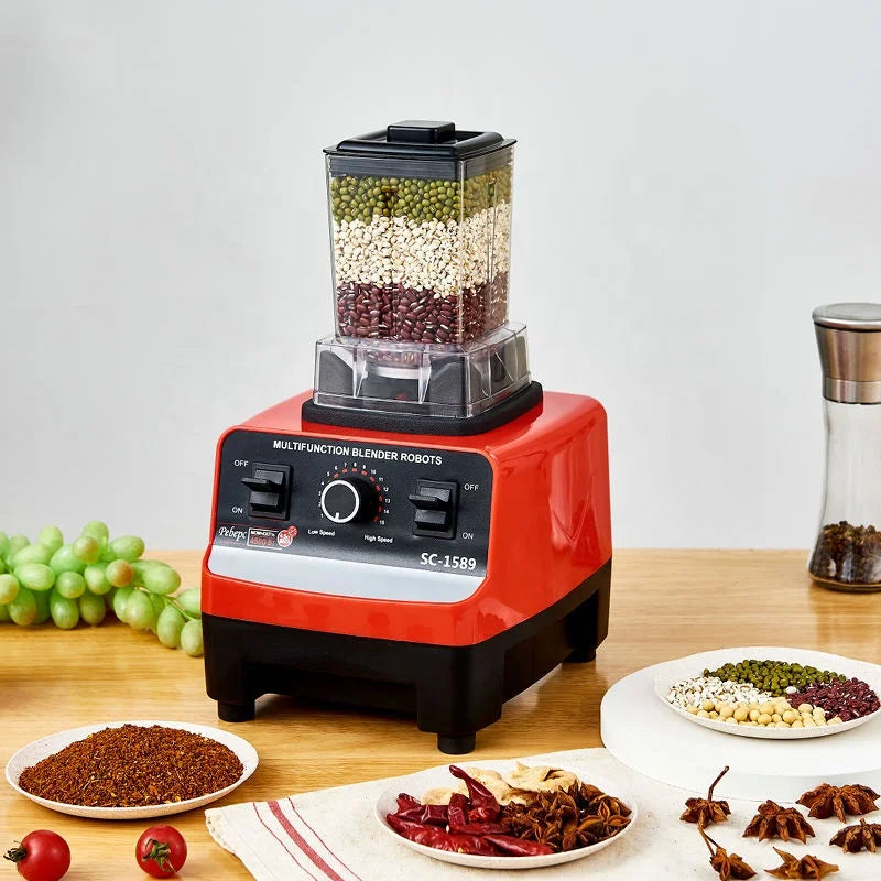 Blender 2-în-1 4500W Negru-Roșu cu 15 viteze și funcție pulp