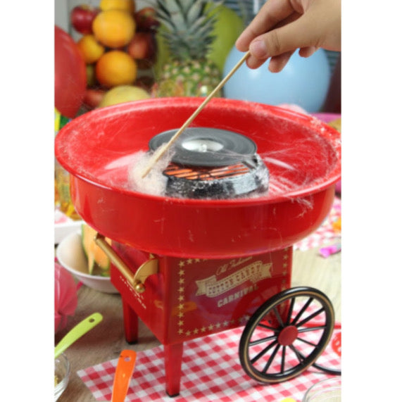 Aparat vată de zahăr 500W – design retro roșu, compact