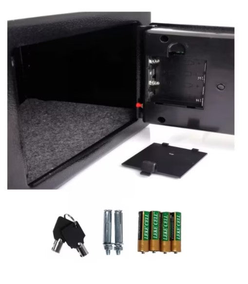 Cutie de valori electronica cu incuietoare digitala, chei de urgenta, 23x17x17 cm, neagra