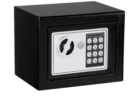 Cutie de valori electronica cu incuietoare digitala, chei de urgenta, 23x17x17 cm, neagra