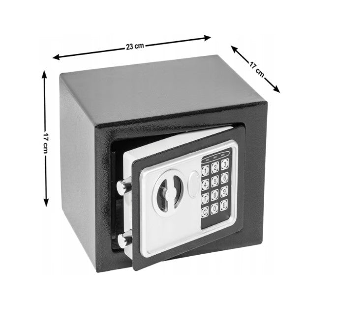 Cutie de valori electronica cu incuietoare digitala, chei de urgenta, 23x17x17 cm, neagra