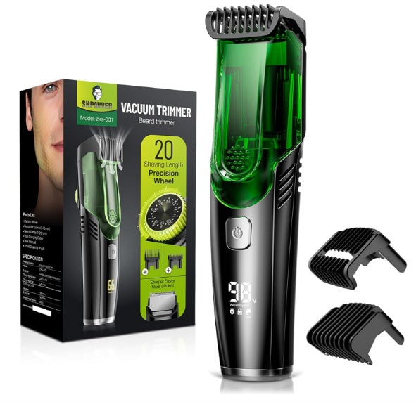 Mașină de Tuns Barbă cu Aspirare Integrată, Reglaj 1-22 mm, Autonomie 90 min, USB, IPX6 Waterproof